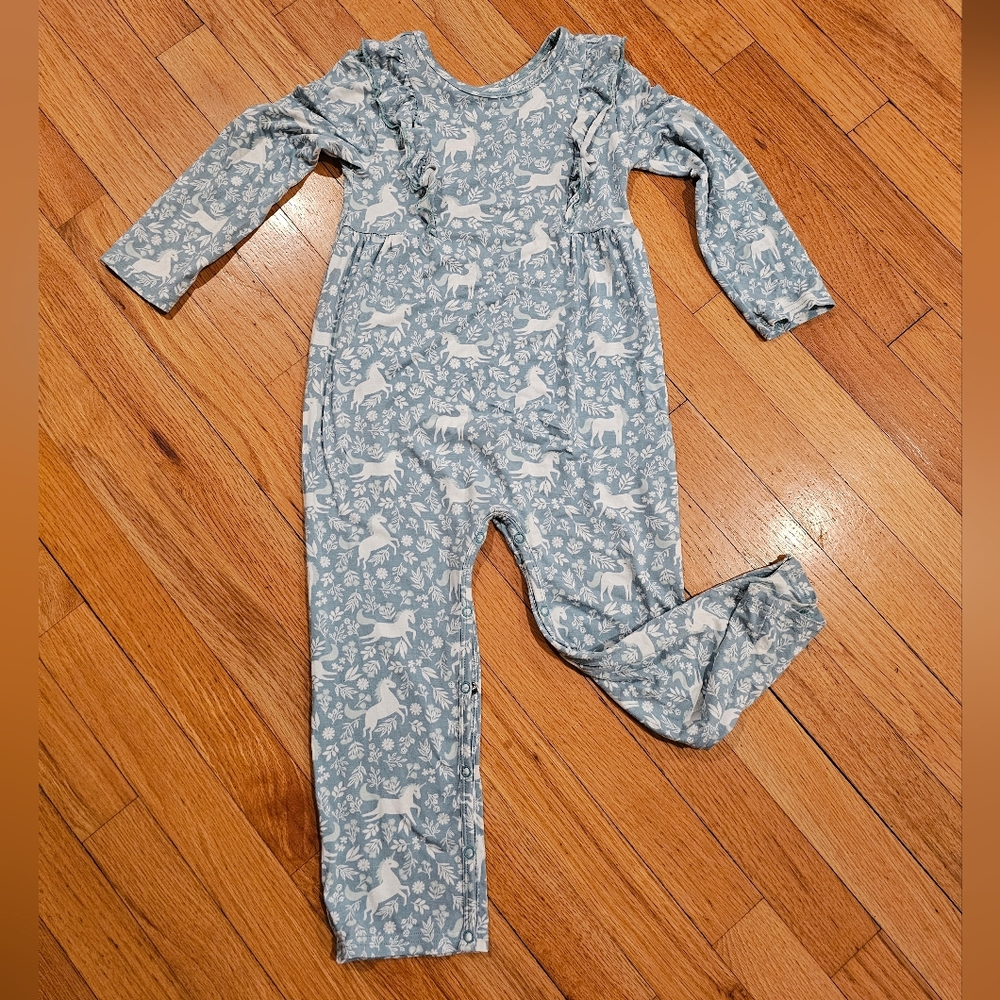 Little Sleepies Unicorn Ruffle Bib Romper